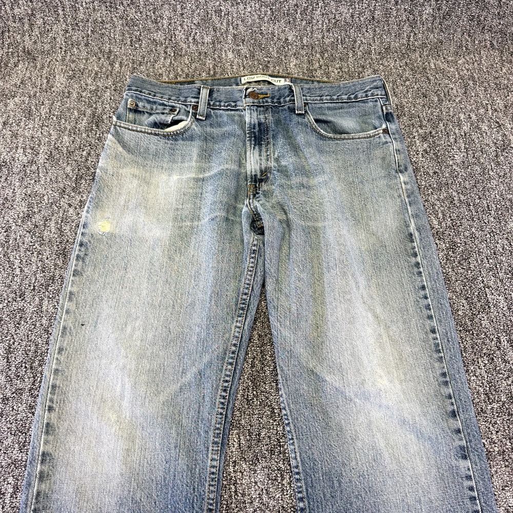 Vintage Levi's 527 Low Bootcut Jeans Mens 34x34 Blue Whiskering Denim Frayed Hem